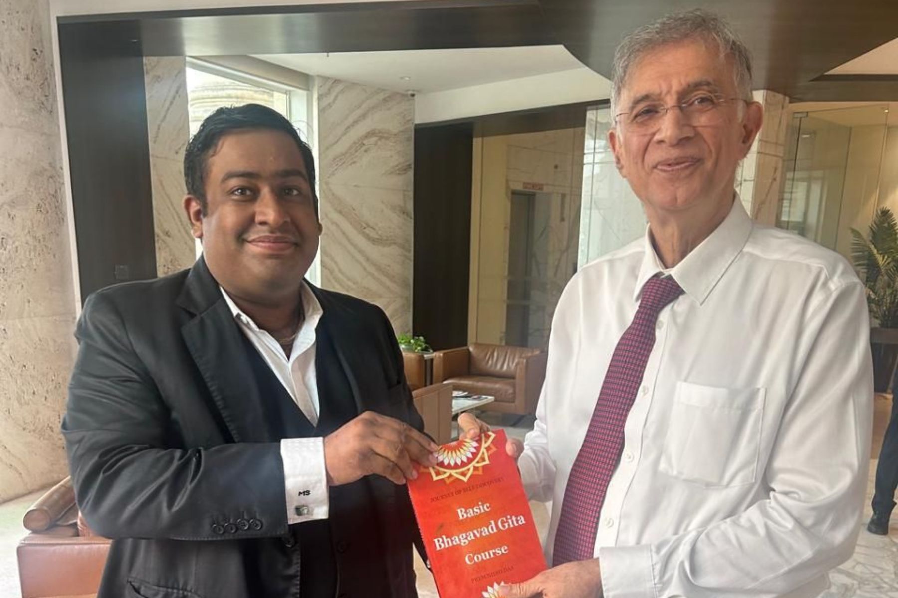 Mr. Manan Sanghai with Mr. Niranjan Hiranandani in Mumbai, discussing about the need to have spiritual structures and temples in the Metro cities